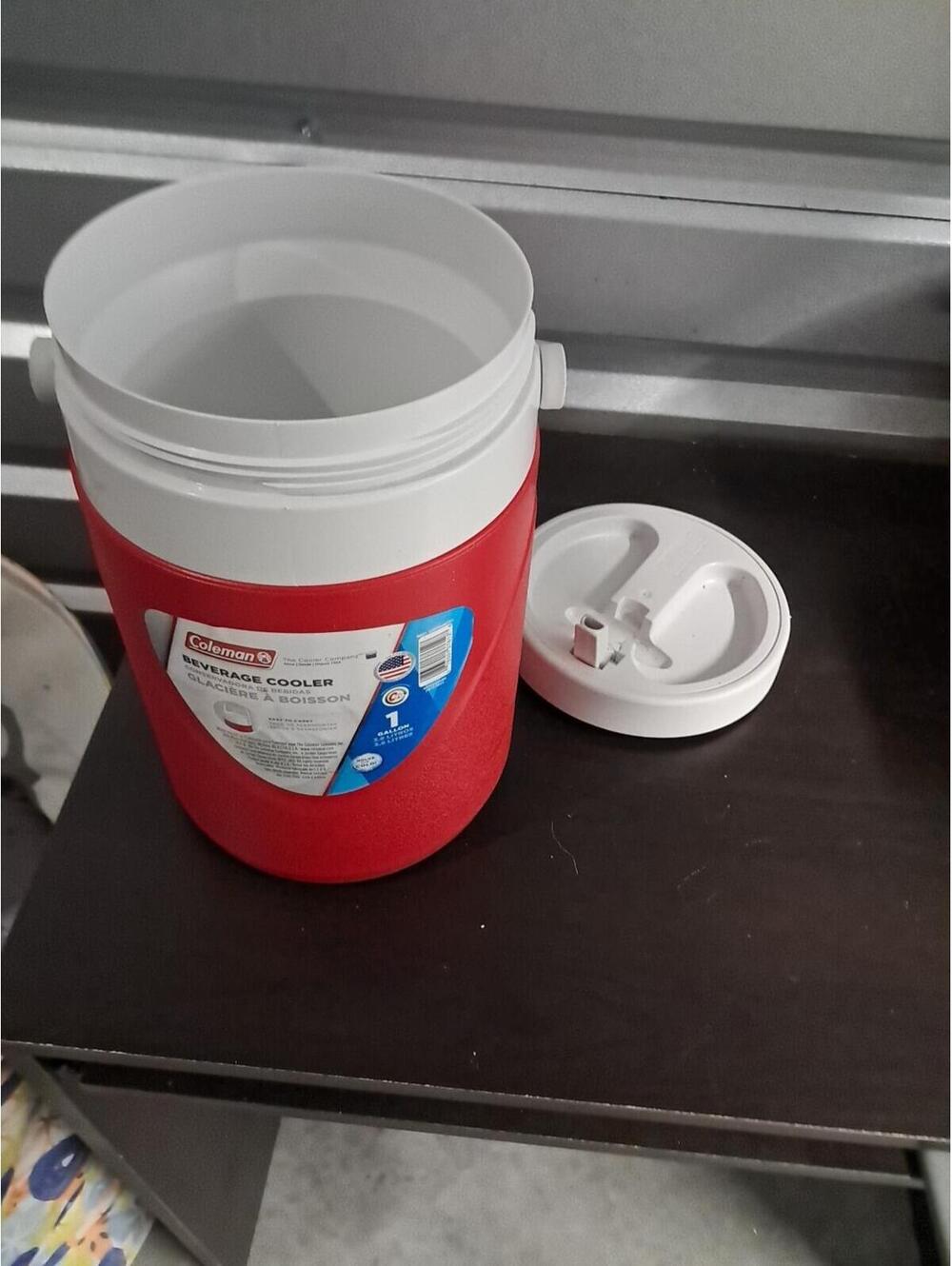 Coleman 1 Gallon Water Cooler Jug Red White Thermos Camping Picnic w/ Spout...